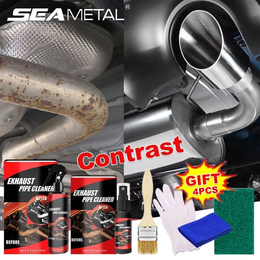 SEAMETAL Exhaust Pipe Cleaner Kit Car Rust Remover And Stainless Steel Polish With Brush And Gloves 0
