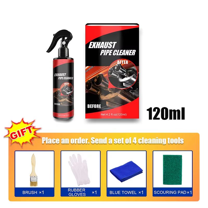 SEAMETAL Exhaust Pipe Cleaner Kit Car Rust Remover And Stainless Steel Polish With Brush And Gloves 7