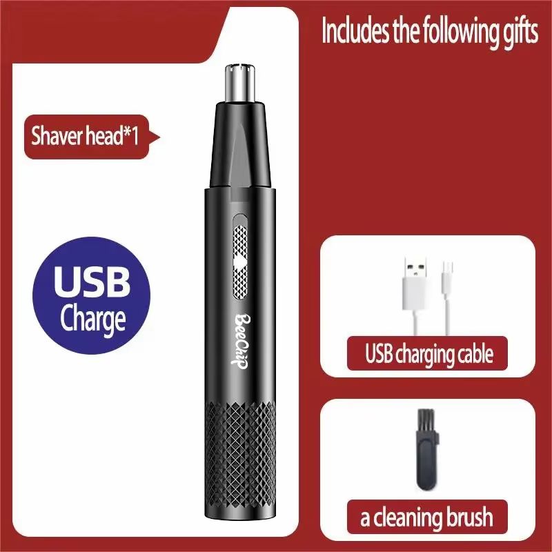 USB Rechargeable Electric Nose Hair Trimmer For Men And Women Metal Rotary Nose And Ear Groomer 3