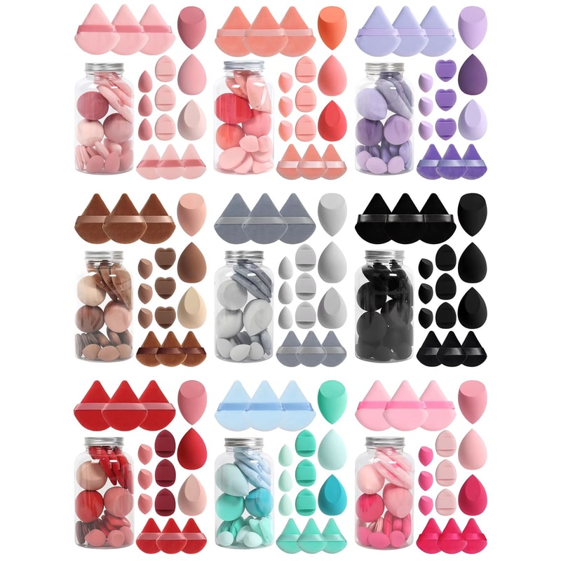 15 Piece Makeup Puff Set With Loose Powder Puffs Mini Makeup Sponges And Air Cushion Puffs In Trave 0