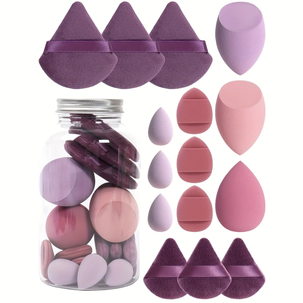 15 Piece Makeup Puff Set With Loose Powder Puffs Mini Makeup Sponges And Air Cushion Puffs In Trave 8