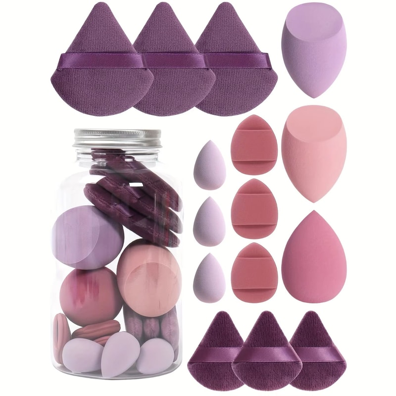 15 Piece Makeup Puff Set With Loose Powder Puffs Mini Makeup Sponges And Air Cushion Puffs In Trave 8