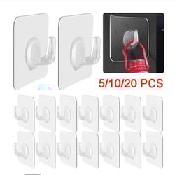 transparent self-adhesive heavy duty wall hooks 5/10/20-pack multi-use organizer