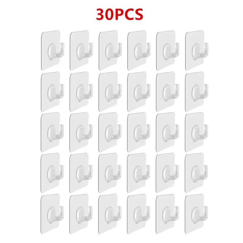 Transparent SelfAdhesive Heavy Duty Wall Hooks 51020Pack MultiUse Organizer 7