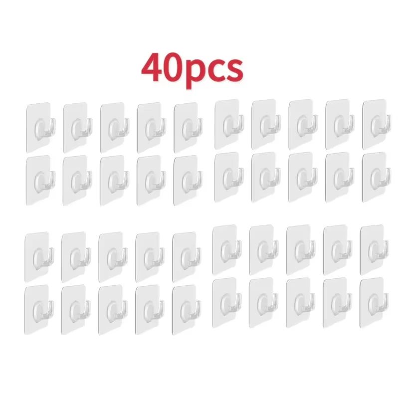 Transparent SelfAdhesive Heavy Duty Wall Hooks 51020Pack MultiUse Organizer 8