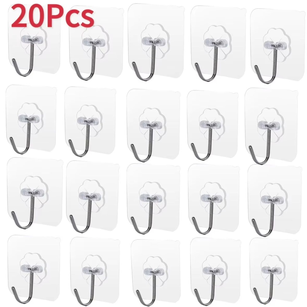 Transparent SelfAdhesive Heavy Duty Wall Hooks 51020Pack MultiUse Organizer 11