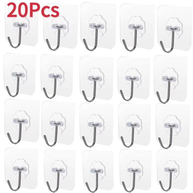 Transparent SelfAdhesive Heavy Duty Wall Hooks 51020Pack MultiUse Organizer 11