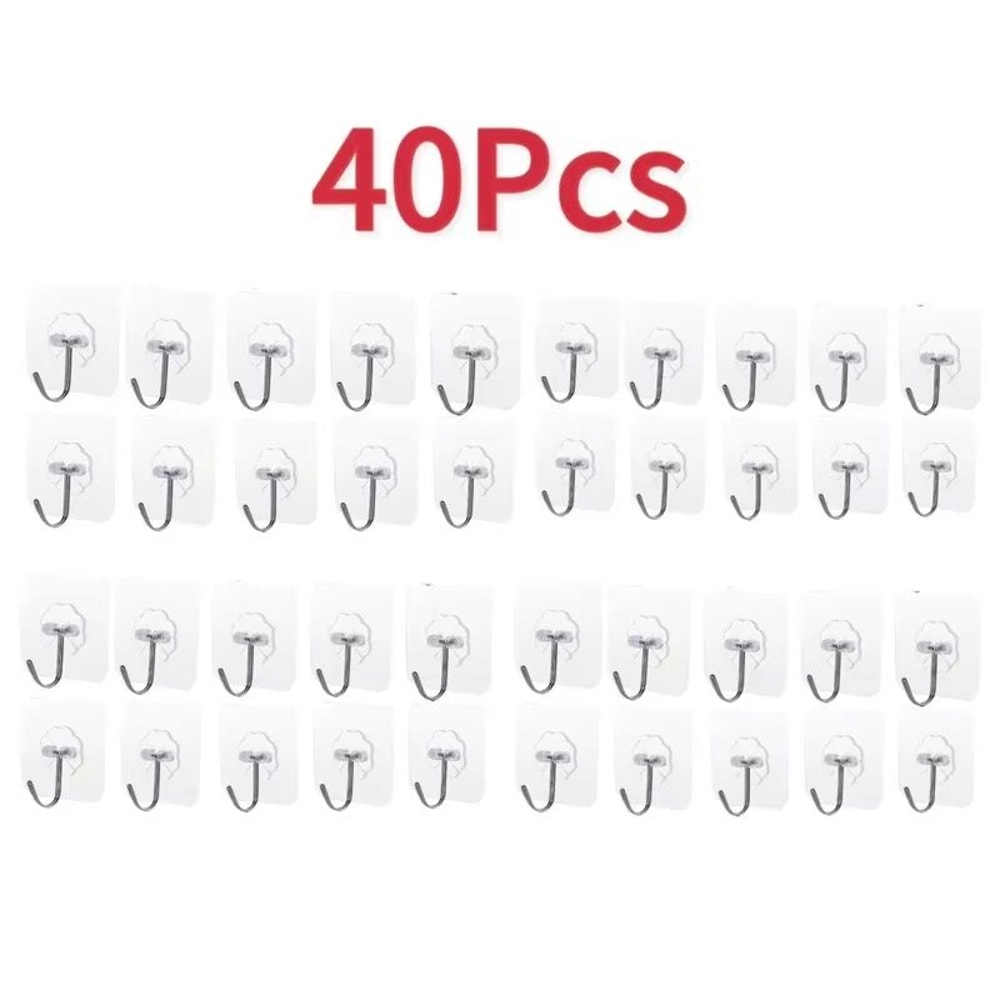 Transparent SelfAdhesive Heavy Duty Wall Hooks 51020Pack MultiUse Organizer 12