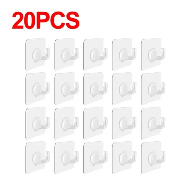 Transparent SelfAdhesive Heavy Duty Wall Hooks 51020Pack MultiUse Organizer 15