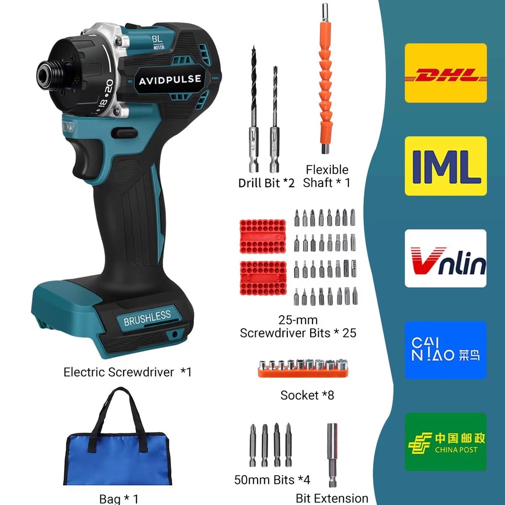 AvidPulse 201 Torque 14 Brushless Cordless Voltage Power Screwdriver For Makita 18V Battery 6