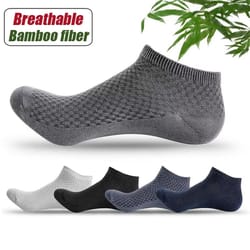 men's bamboo fiber ankle socks 5-pair breathable antibacterial comfort