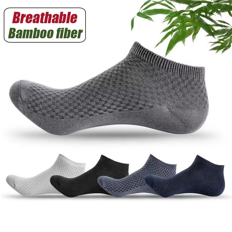 Mens Bamboo Fiber Ankle Socks 5Pair Breathable Antibacterial Comfort 0