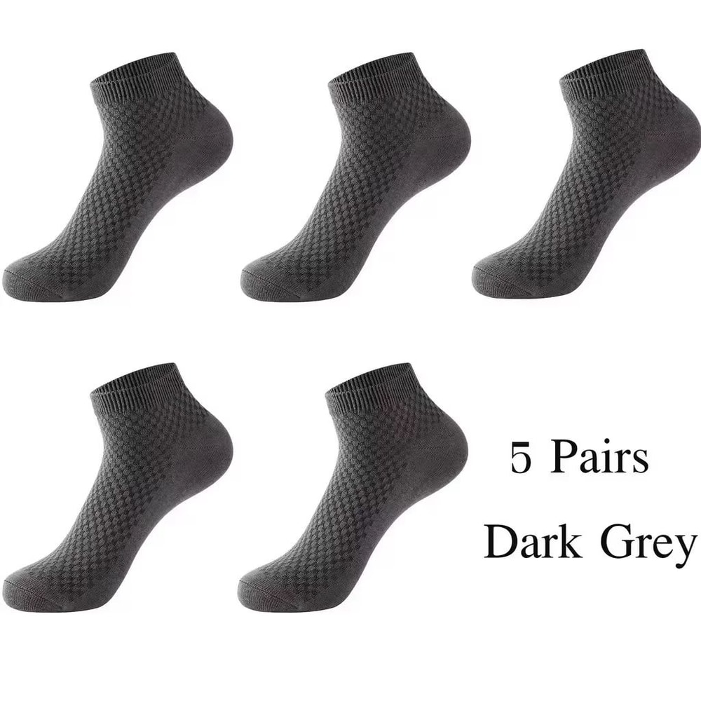Mens Bamboo Fiber Ankle Socks 5Pair Breathable Antibacterial Comfort 9