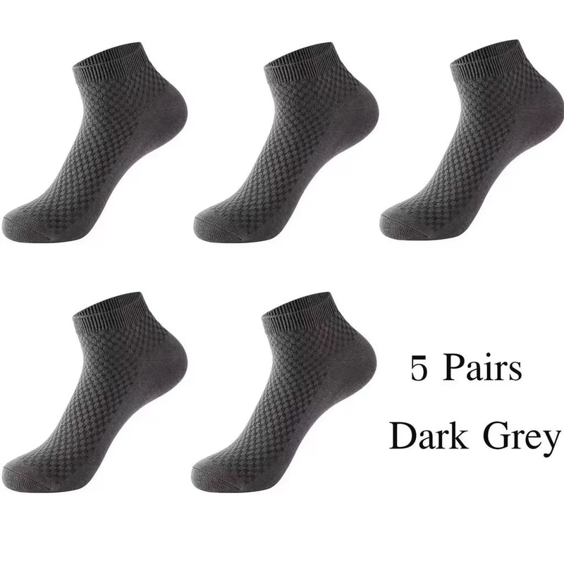 Mens Bamboo Fiber Ankle Socks 5Pair Breathable Antibacterial Comfort 9