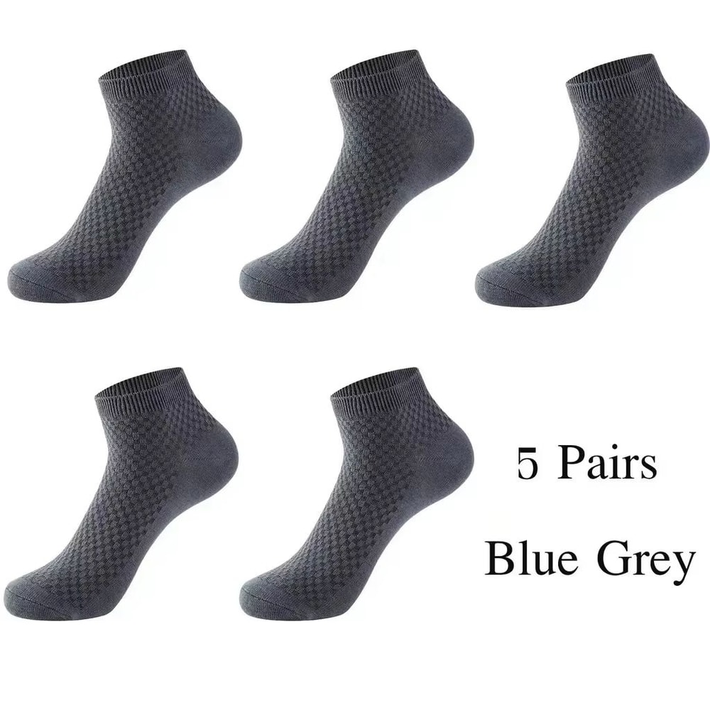 Mens Bamboo Fiber Ankle Socks 5Pair Breathable Antibacterial Comfort 11