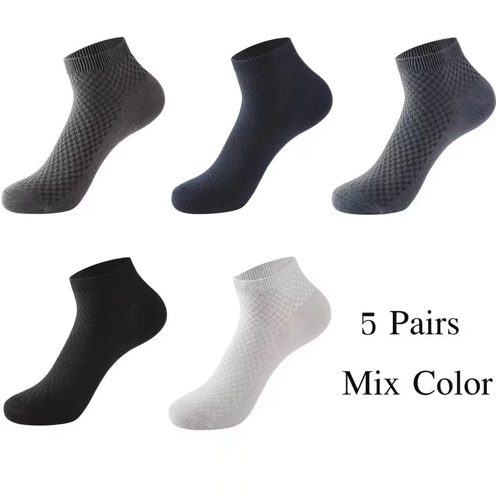 Mens Bamboo Fiber Ankle Socks 5Pair Breathable Antibacterial Comfort 7
