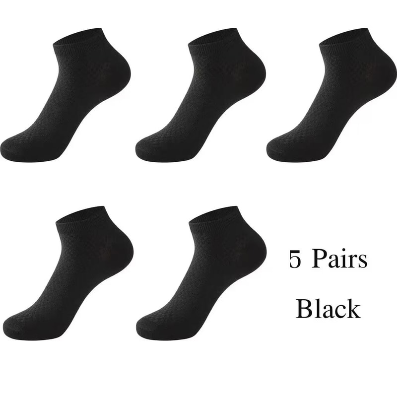 Mens Bamboo Fiber Ankle Socks 5Pair Breathable Antibacterial Comfort 8
