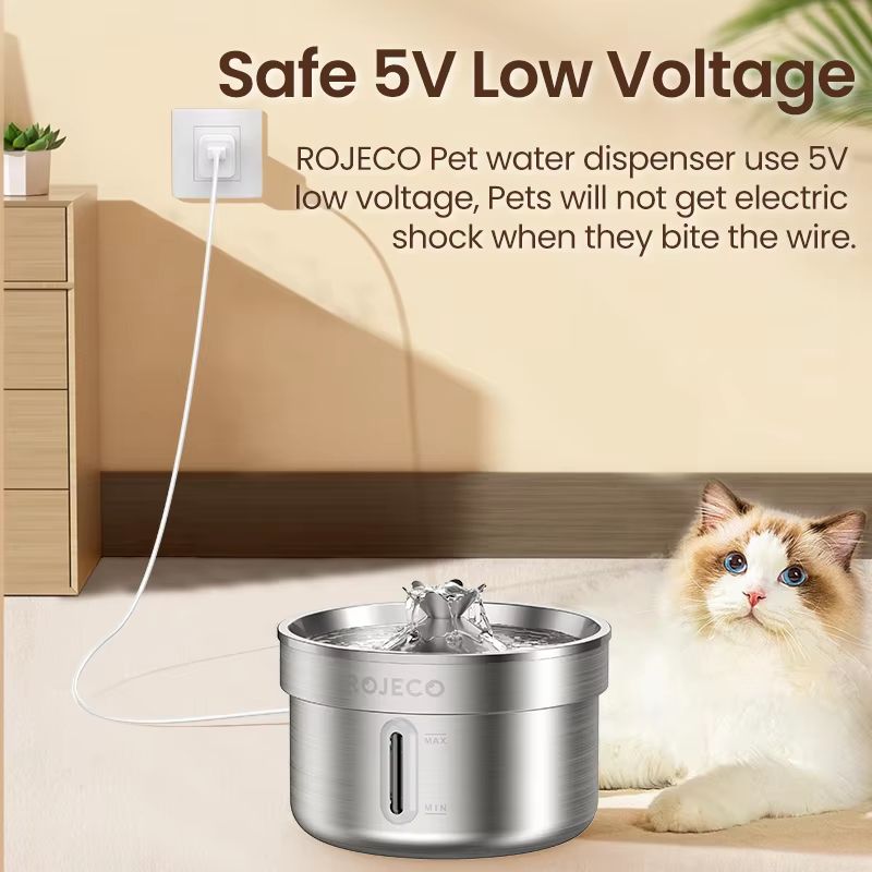 ROJECO Stainless Steel Automatic Pet Drinking Fountain For Cats And Dogs 32L 1