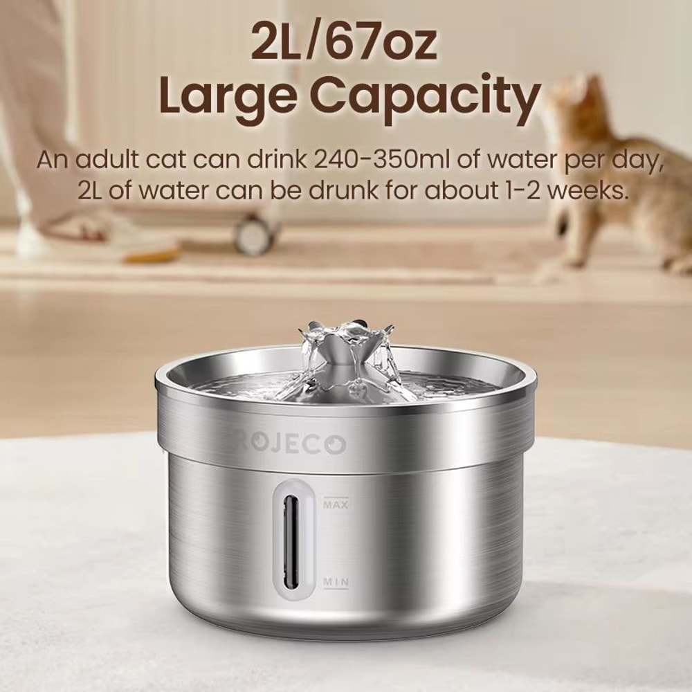 ROJECO Stainless Steel Automatic Pet Drinking Fountain For Cats And Dogs 32L 2