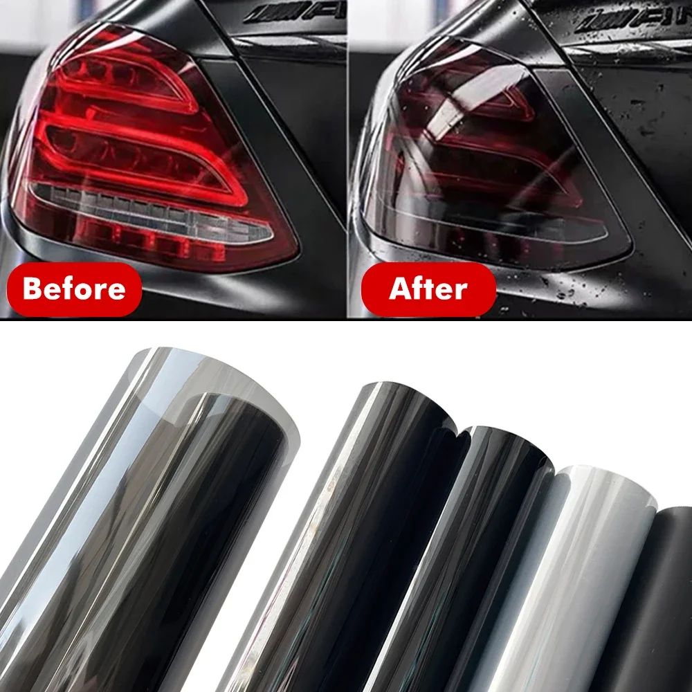 Gloss Transparent Light Black Smoke PVC Film Tint For Headlights Taillights 0
