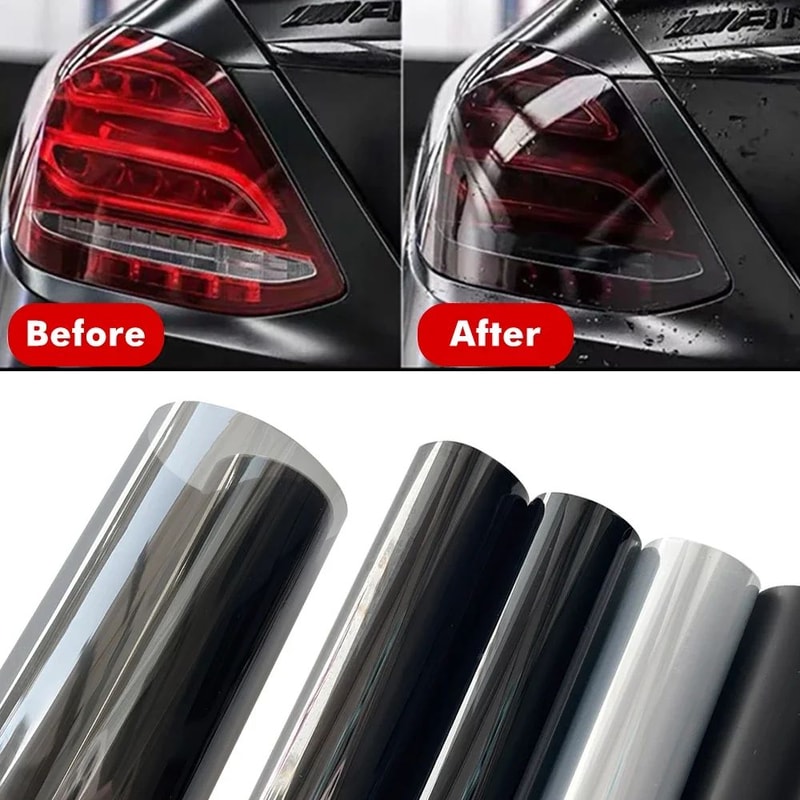 Gloss Transparent Light Black Smoke PVC Film Tint For Headlights Taillights 0