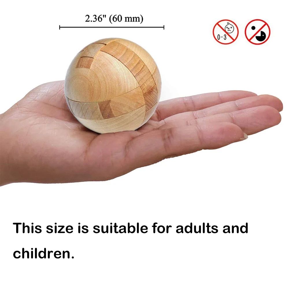 Wooden Kongming Lock 3D Sphere Puzzle Intelligence Toy For Adults And Kids 4