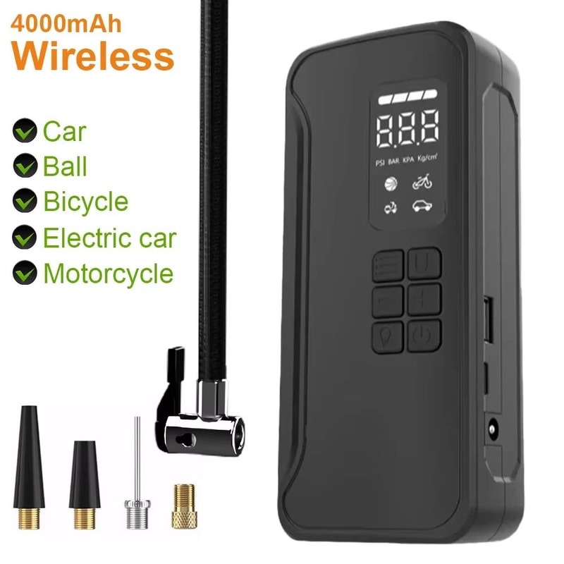 Wireless Portable 150 PSI Electric Tire Inflator Pump With Touch Screen 7