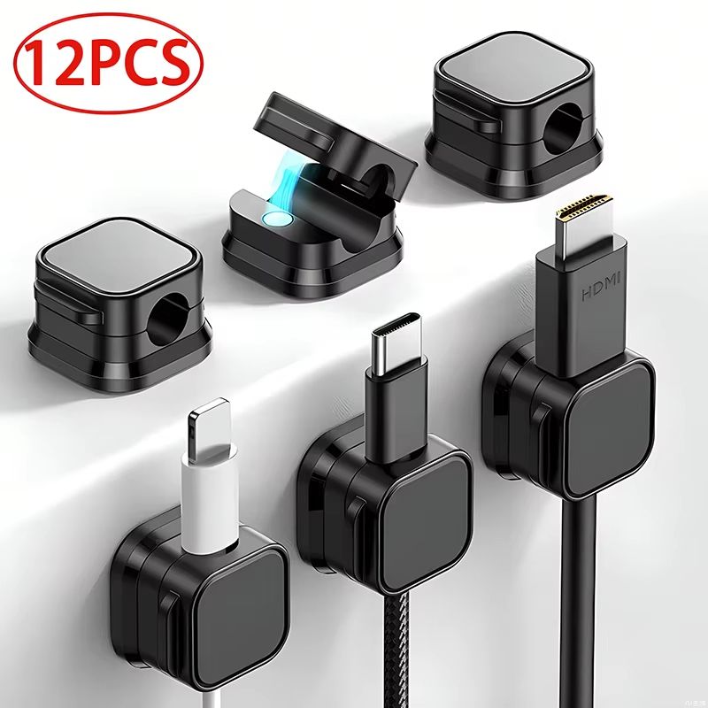 Magnetic Cable Clip Set Adjustable Cord Organizers UnderDesk Cable Management 0