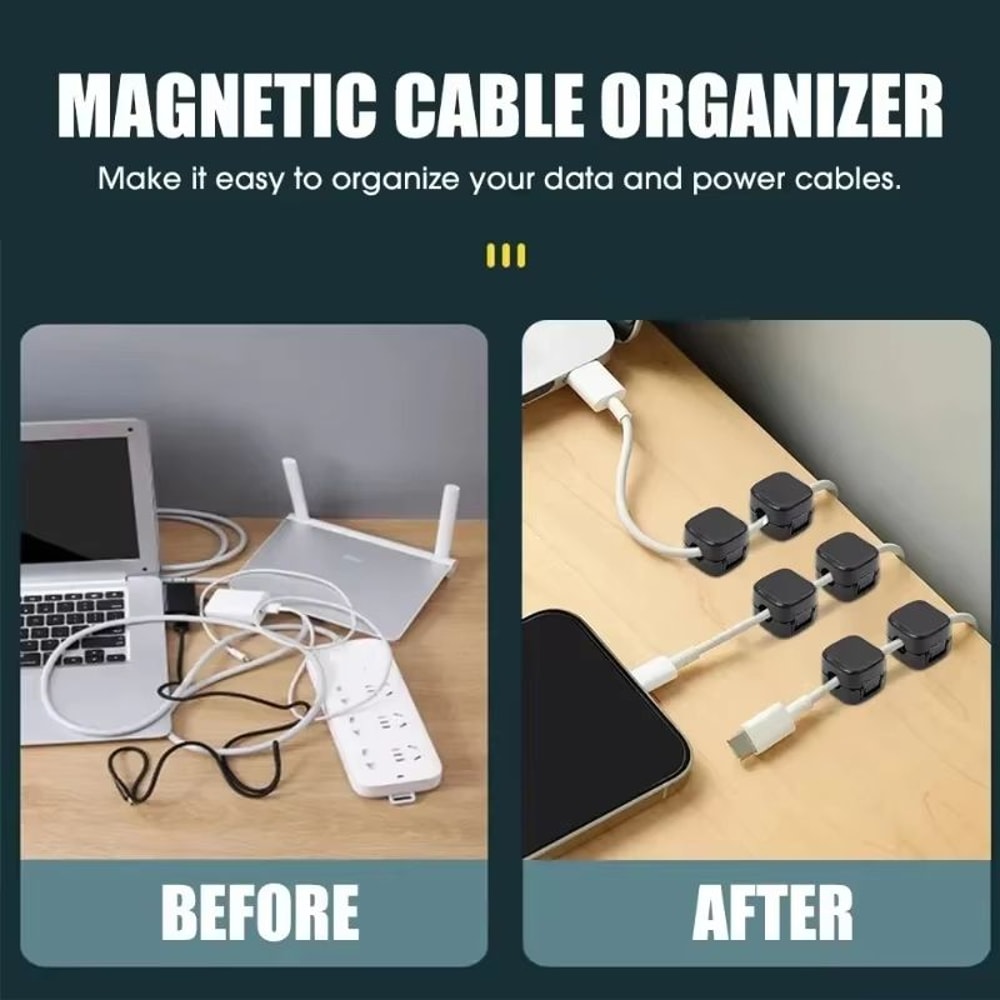 Magnetic Cable Clip Set Adjustable Cord Organizers UnderDesk Cable Management 5
