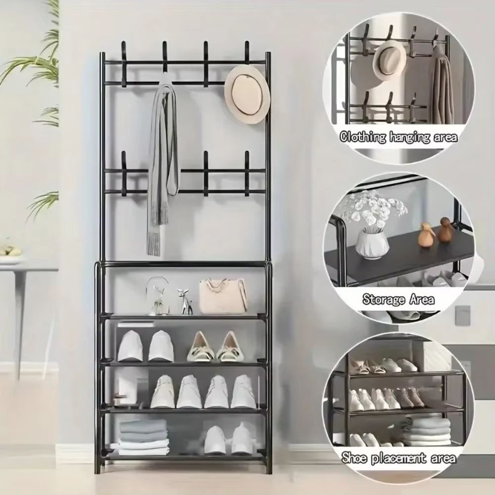 MultiLayer Clothes And Shoe Organizer Rack FloorStanding Hat Shoe Storage Shelf 2