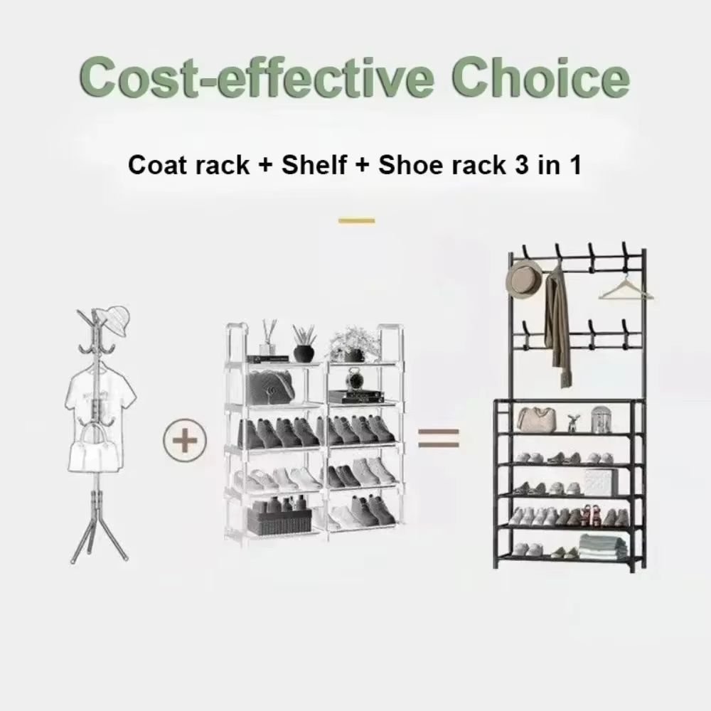 MultiLayer Clothes And Shoe Organizer Rack FloorStanding Hat Shoe Storage Shelf 3