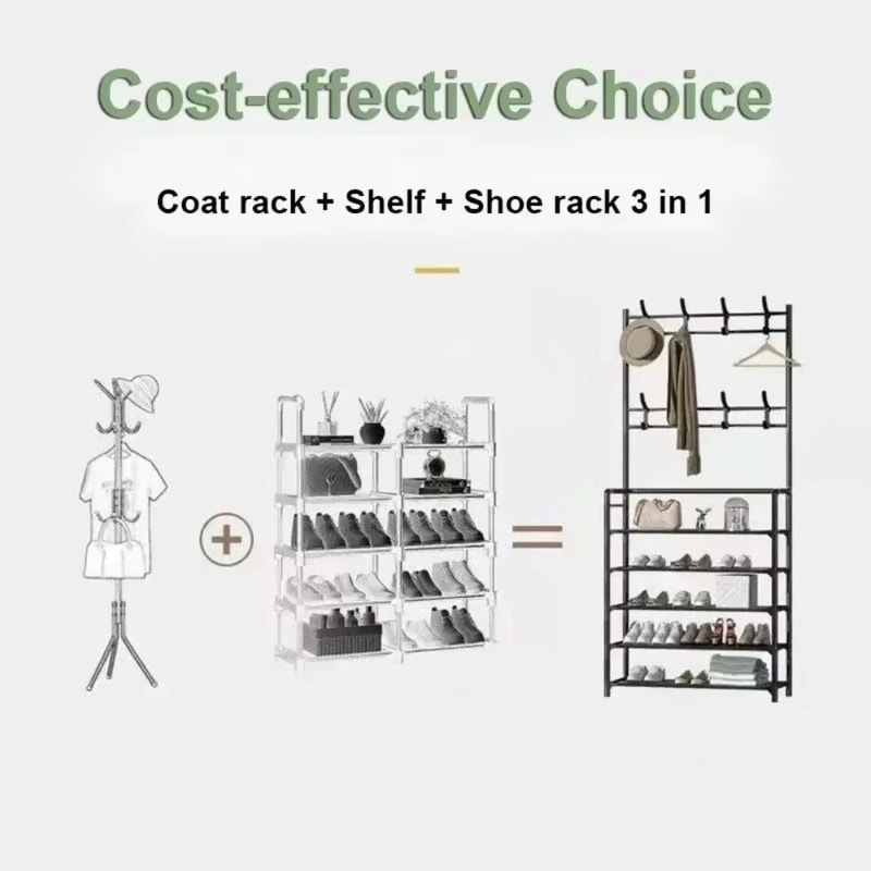 MultiLayer Clothes And Shoe Organizer Rack FloorStanding Hat Shoe Storage Shelf 3