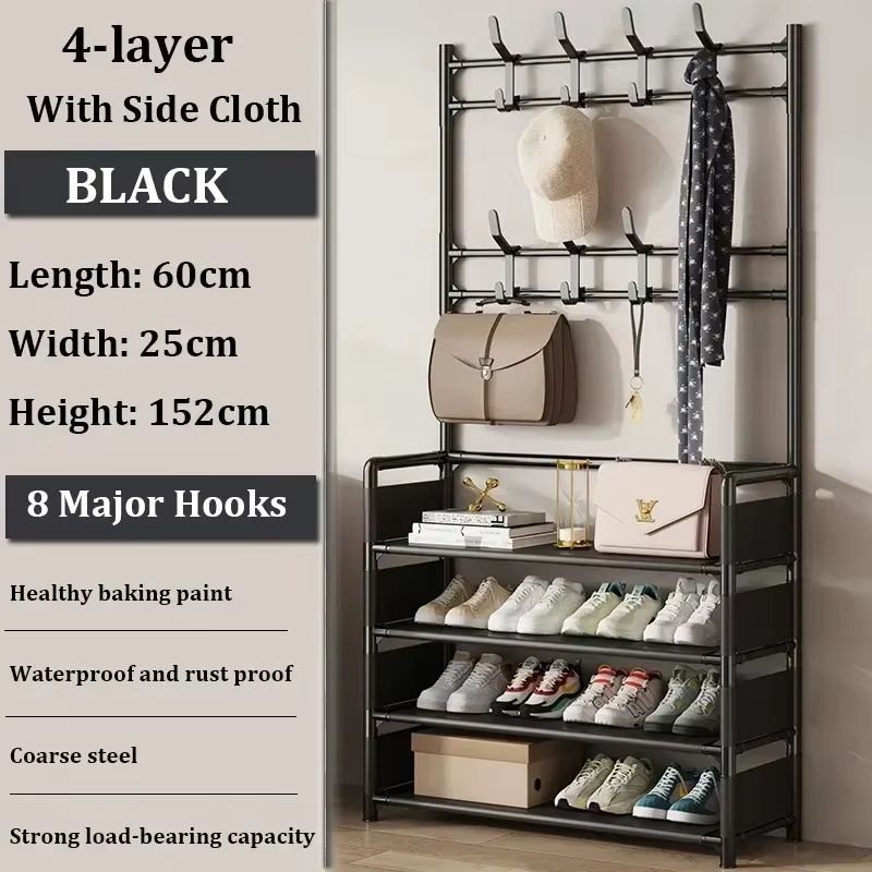 MultiLayer Clothes And Shoe Organizer Rack FloorStanding Hat Shoe Storage Shelf 6