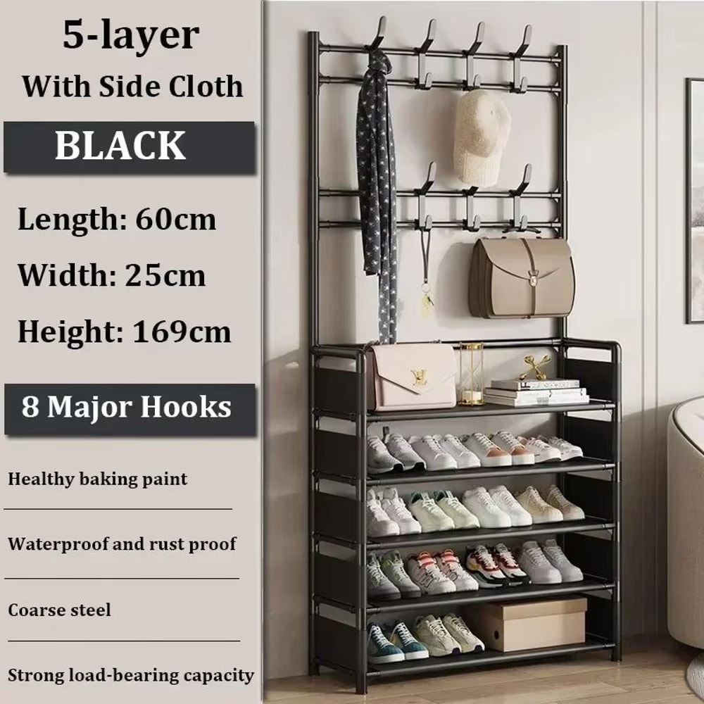 MultiLayer Clothes And Shoe Organizer Rack FloorStanding Hat Shoe Storage Shelf 9