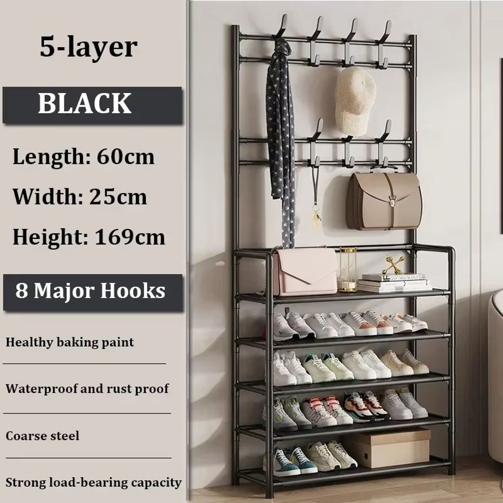 MultiLayer Clothes And Shoe Organizer Rack FloorStanding Hat Shoe Storage Shelf 17