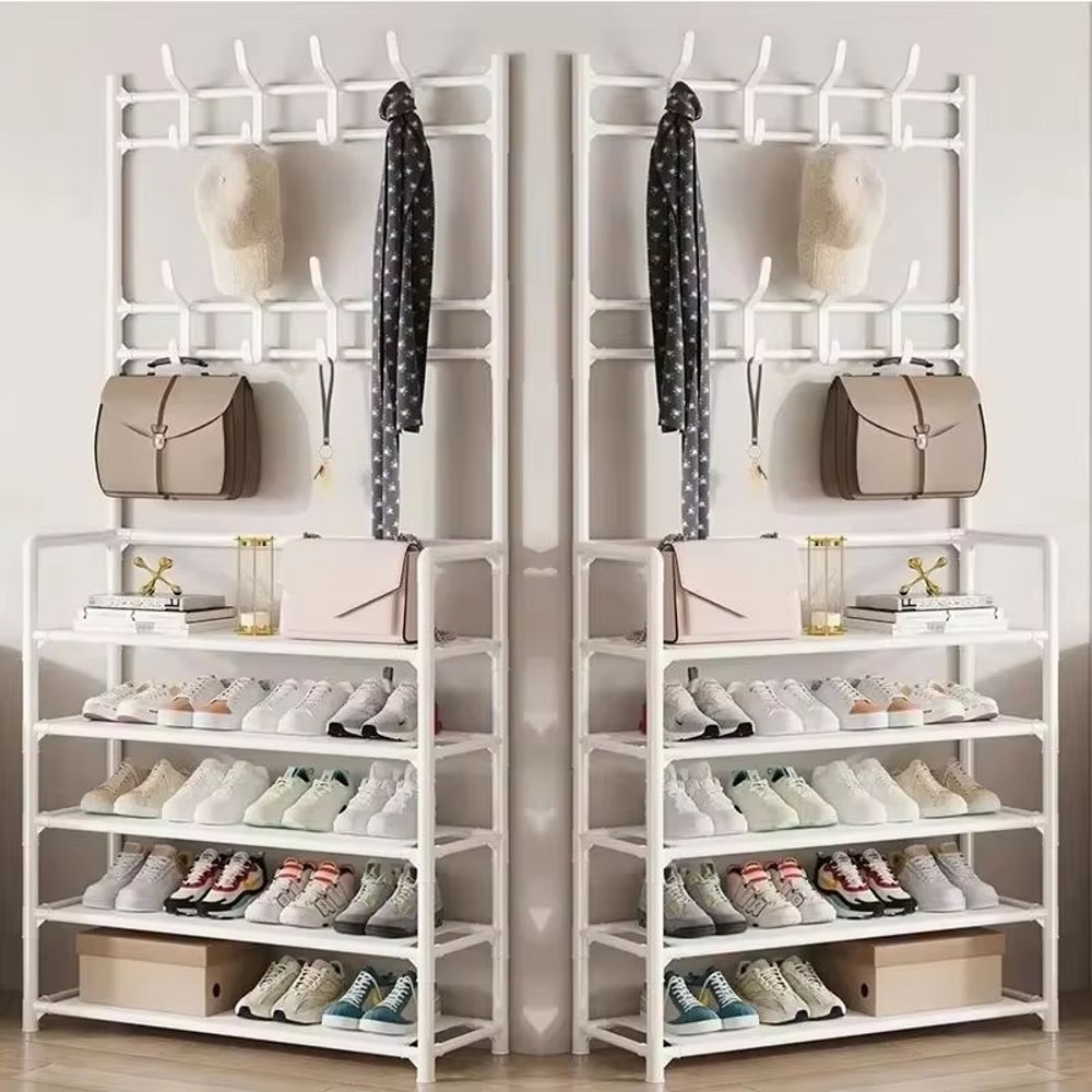 MultiLayer Clothes And Shoe Organizer Rack FloorStanding Hat Shoe Storage Shelf 18
