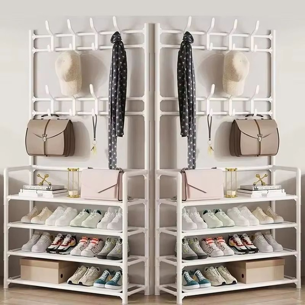 MultiLayer Clothes And Shoe Organizer Rack FloorStanding Hat Shoe Storage Shelf 19