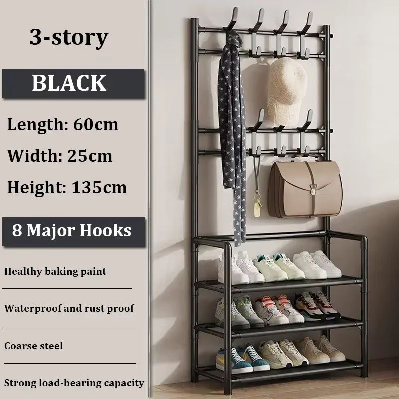 MultiLayer Clothes And Shoe Organizer Rack FloorStanding Hat Shoe Storage Shelf 7