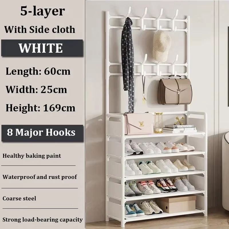 MultiLayer Clothes And Shoe Organizer Rack FloorStanding Hat Shoe Storage Shelf 8