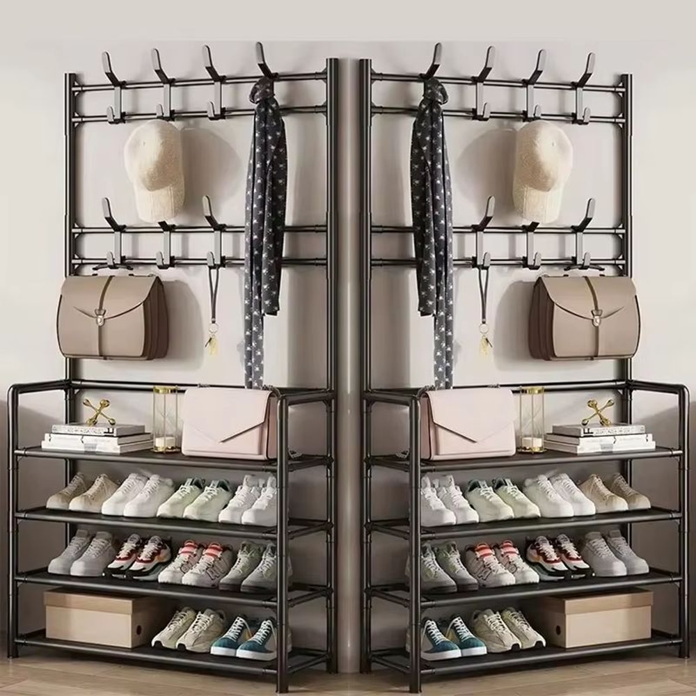 MultiLayer Clothes And Shoe Organizer Rack FloorStanding Hat Shoe Storage Shelf 21