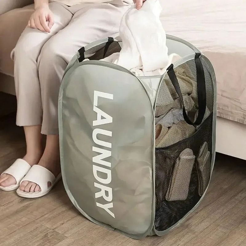Foldable Mesh PopUp Laundry Storage Basket Large Capacity Hamper 2