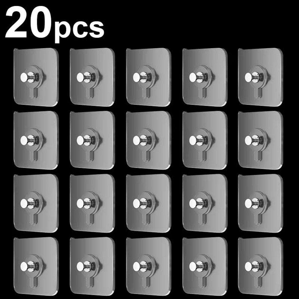 MultiPack SelfAdhesive Wall Hooks Transparent Strong Sticky Wall Hangers 7