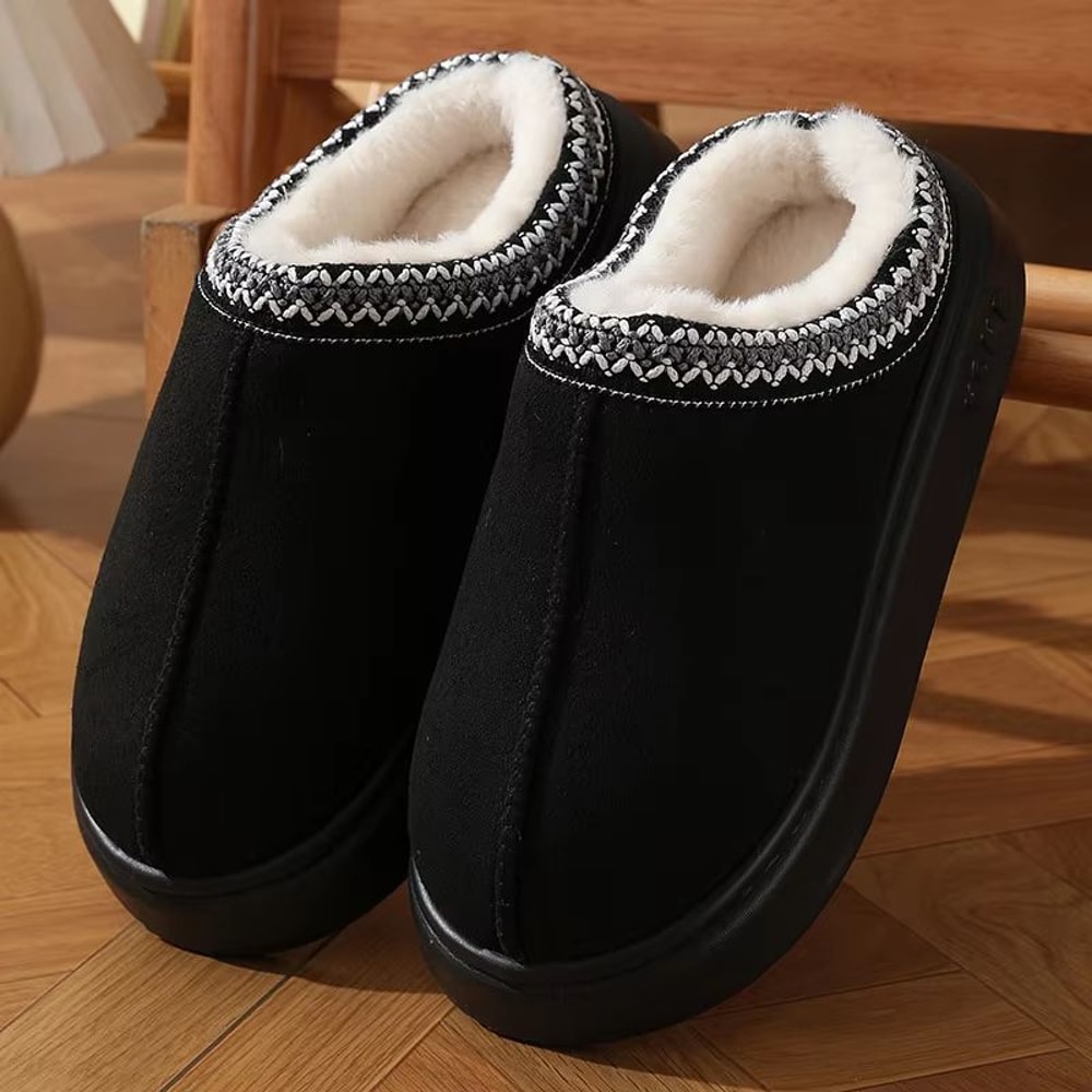 Womens Fluffy Platform Slippers Plush Warm NonSlip Winter Home Shoes 7