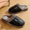 Big Size Mens Waterproof Winter Slippers PU Leather FurLined Home Shoes 2