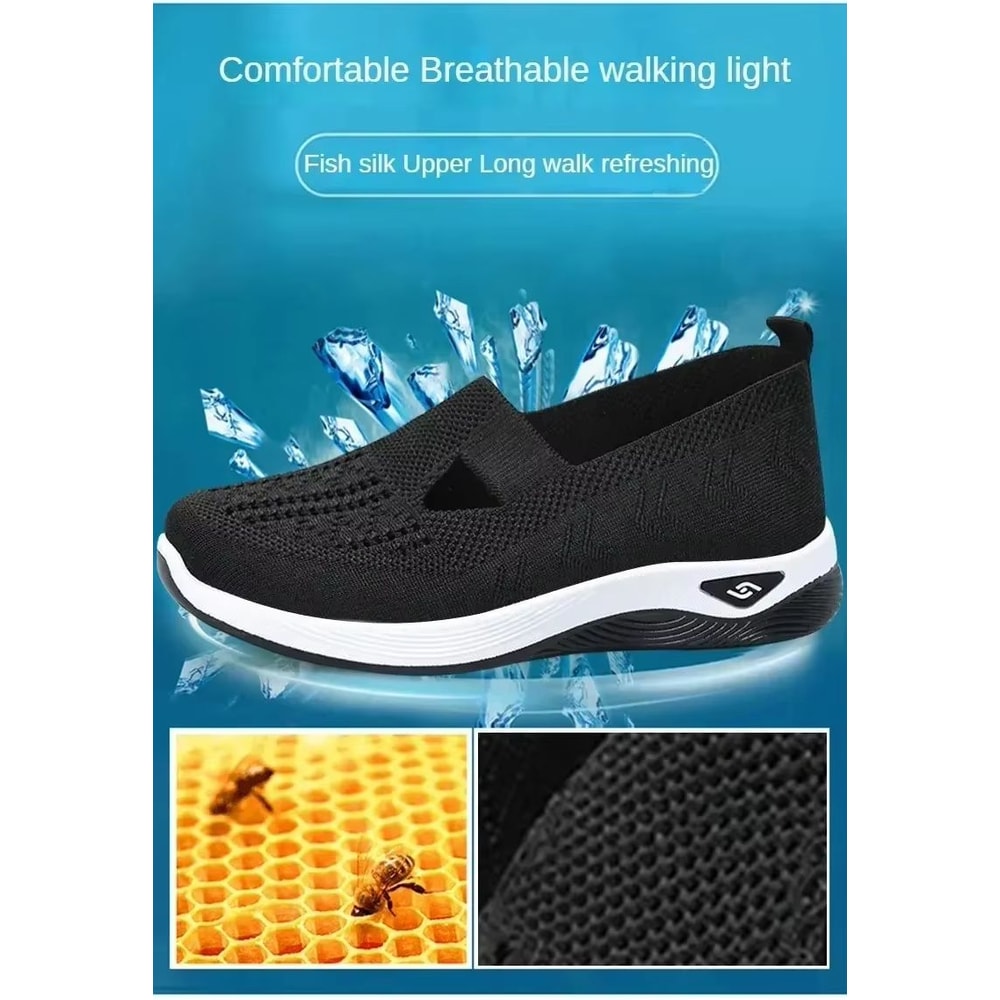 Womens Breathable Mesh Casual Shoes SoftSole Spring Summer Single Shoes For Mothers 4