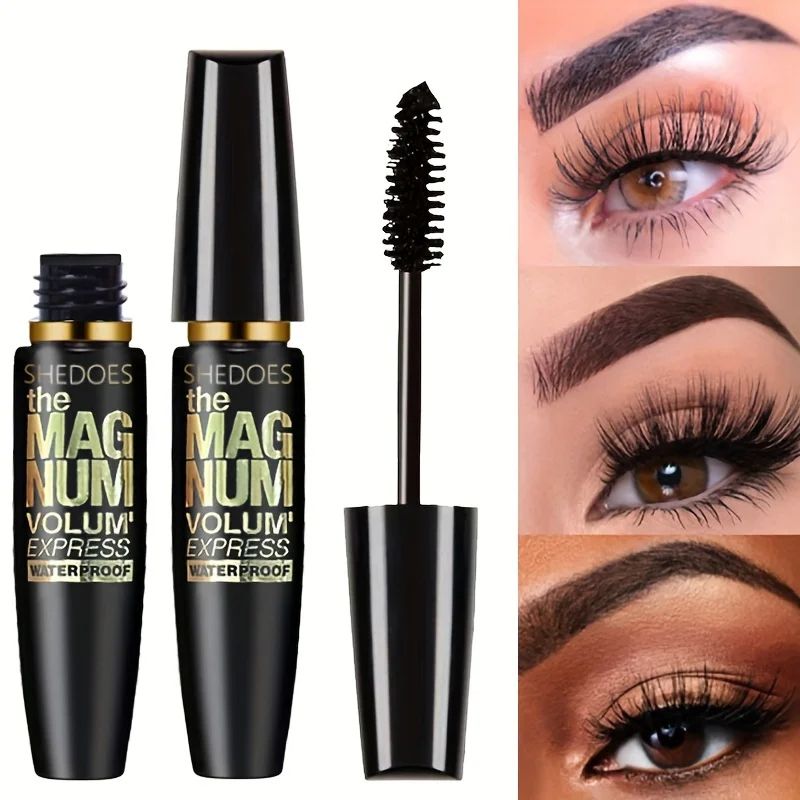 4D Black Fiber Mascara Thickening Lengthening Curling Waterproof Lash Enhancer 1