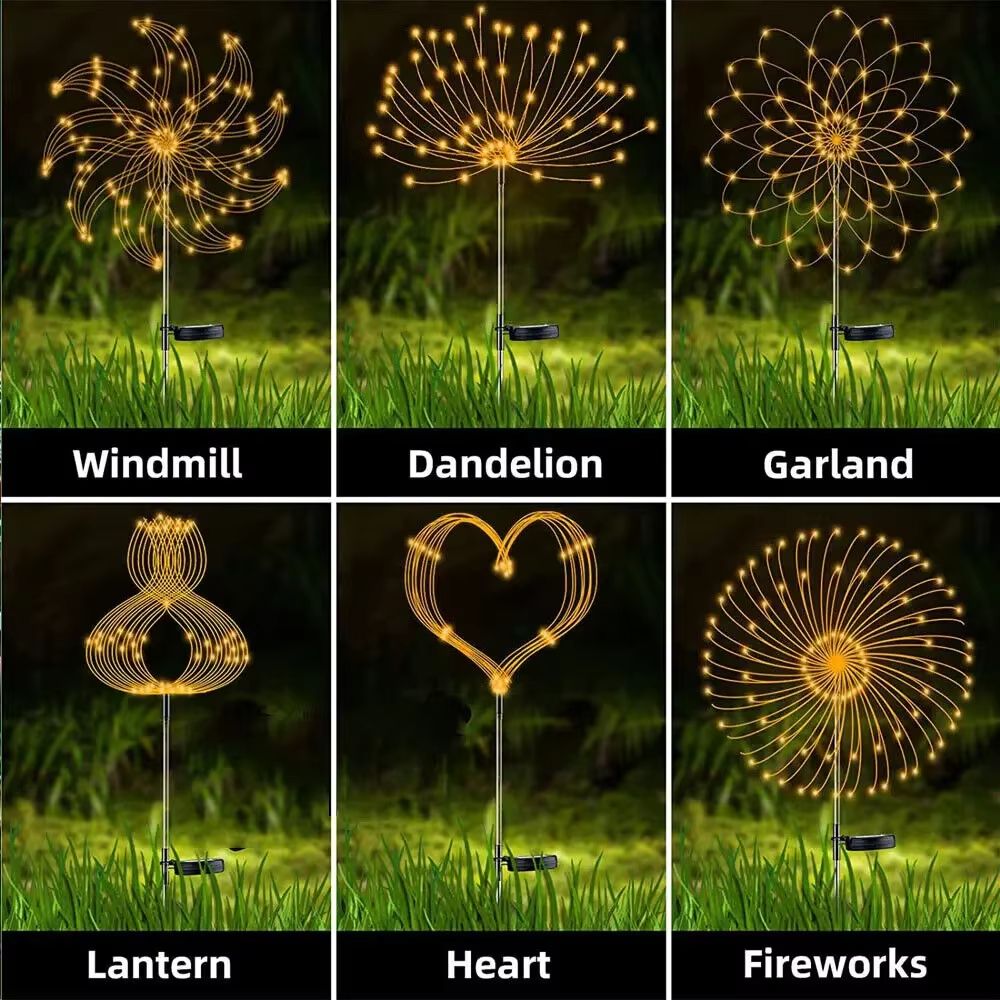 Solar Firework Garden Lights LED Outdoor Decoration Waterproof Lawn Lamp 12