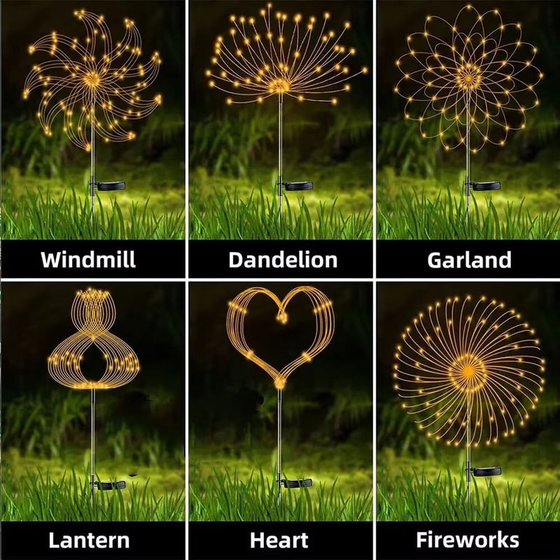 Solar Firework Garden Lights LED Outdoor Decoration Waterproof Lawn Lamp 12