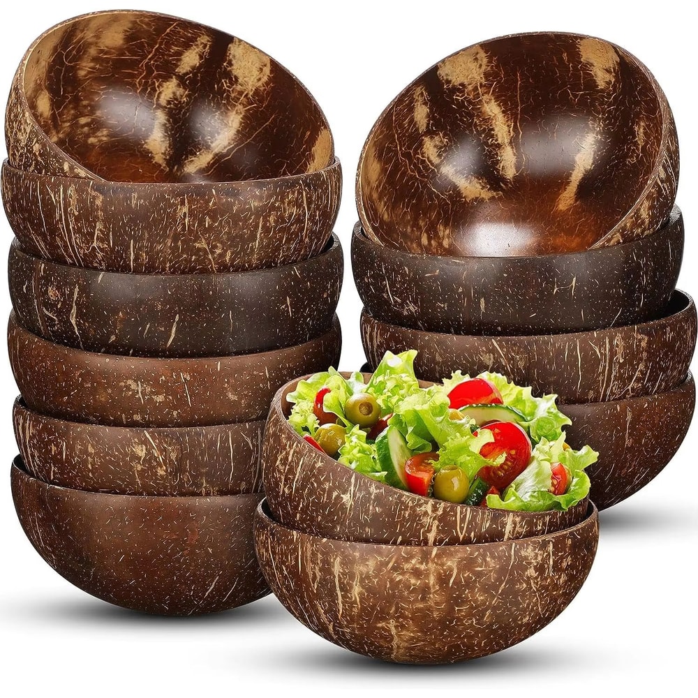 Natural Coconut Shell Serving Bowls For Salad Breakfast And Entertaining 0