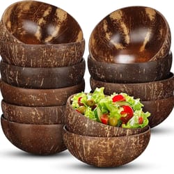 natural coconut shell serving bowls for salad breakfast and entertaining